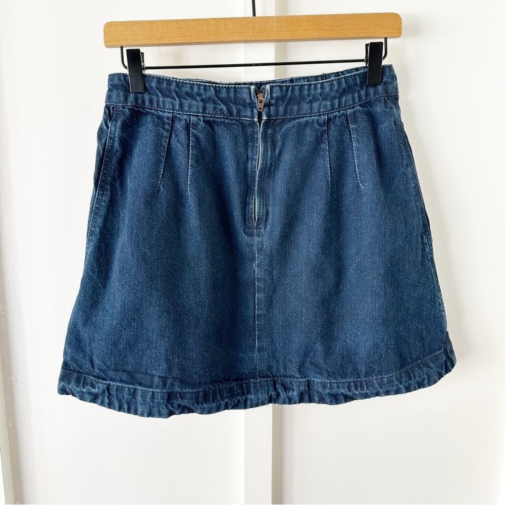 FREE PEOPLE lace up denim pleated mini skirt - Picture 2 of 3